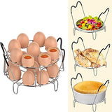 Stackable Egg Steamer Rack Trivet 9 holes with Heat Resistant Handles for Instant Pot Accessories Stainless Steel Egg Assit fits 6qt 8qt Pressure Cooker(9 Holes Handle Set)