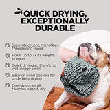 Soggy Doggy Super Shammy Dog Towel, Washable Microfiber Dog Towels for Drying Dogs and Cleaning Paws, Fast-Drying Dog Bath Towel with Hand Pockets, Gray/Gray Trim, 31 x 14 Inches
