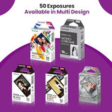 Fujifilm instax Mini Instant Film (50 Exposures: 10 of Each) Black Frame, Spray Art, Monochrome, Contact Sheet, Stone Gray Variety Pack + BluebirdSales Accessories Bundle + Black Photo Album