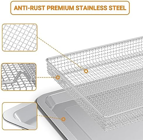 Stainless Steel Baking Tray Pan and Air Fryer Basket Compatible with Cuisinart Airfryer TOA-060 and TOA-065 Deep Fryer Parts & Accessories (with Cuisinart Airfryer models TOA-060 and TOA-065)