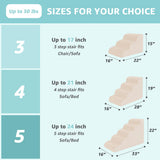 Oiilores Dog Stairs for Small Dogs 19" H, 4-Step Dog Steps Ramp for High Beds and Couch with Anti-Slip Washable Cover and Durable High Density Foam, Pet Stairs for Cats, Beige