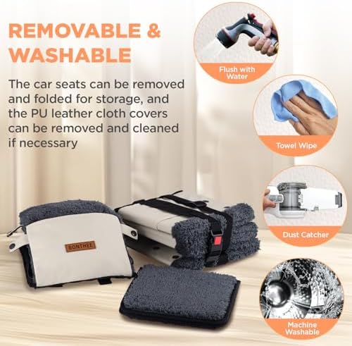 Center Console Dog Car Seat for Small Dogs,PU Leather Small Dog Car Booster Seat,Washable Foldable Puppy Car Seat with Safe Protection Hooks Adjustable Straps and Storage Pocket Pet Up to 20lbs