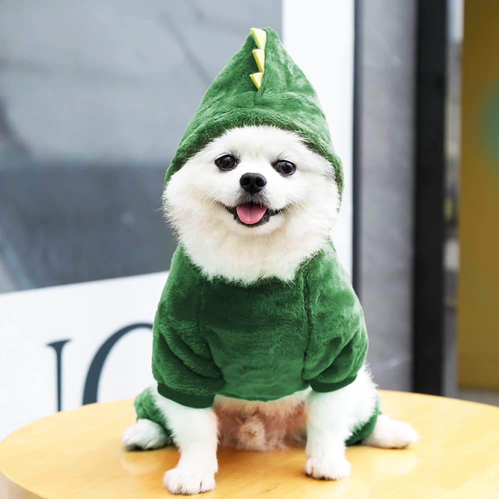 Idepet Dinosaur Dog Costume Clothes for Small Dogs Pet Halloween Costume Puppy Clothing Cats Outfits Funny Apperal(Green,XXL)