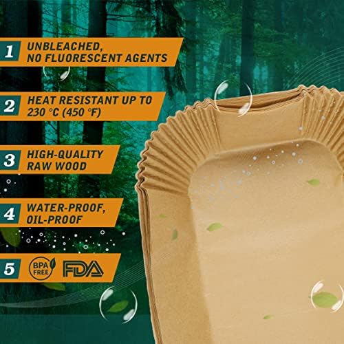 Aieve 100Pcs Disposable Air Fryer Liners Grill Liner compatible with Ninja Grill XL Air Fryer FG551, Non-Stick Air Fryer Accessories