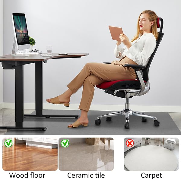 Office Chair Mat for Hardwood Floor&Tile,55"x35" Anti-Slip Desk Chair Mat,Low-Pile Mat,Multi-Purpose Hardwood Floor Protector for Office,Home (Black, 35 * 47IN)