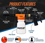 SwiftJet Car Wash Foam Gun + Microfiber Wash Mitt - Car Foam Sprayer - Car Wash Kit - Foam Cannon Garden Hose Sprayer - - Car Accessories for Men - Snow Foam Blaster (Orange Foam Gun with Mitt)