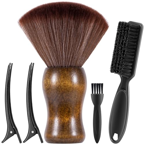 SALONSILK Barber Neck Duster Brush Set, 5 IN 1 Professional Barber Accessories Cleaning Supplies, Hair Cutting Cleaning Hairbrush Styling Tool