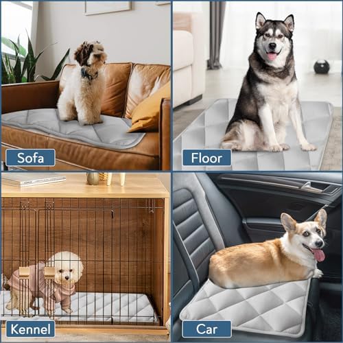 Dog Crate Pad 2 Pack (36" x 23"), Soft Dog Crate Mat with Anti-Slip Bottom, Machine Washable Kennel Pad, Crate Pads for Dog Cages, Dog Bed for Crate, Fits 36 Inch Dog Crate, Grey
