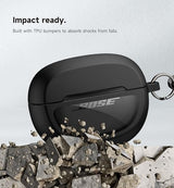 SURITCH Case Cover for Bose Ultra Open Earbuds(2024), Shockproof Protective Cover for Bose Ultra Open Wireless Ear Earbuds Charging Case Accessories with Carabiner, Black