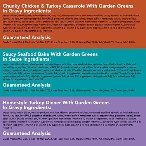 Purina Friskies Indoor Cat Food 24ct VP - (Chicken and Turkey Casserole, Saucy Seafood Bake, Homestyle Turkey Dinner) - (Pack of 24) 5.5 oz. Cans