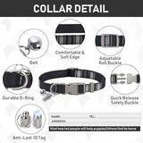 GAMUDA Dog Harness, Collar and Seat Belt Set, Vehicle Safety Harness, Retractable Adjustable Pet Seatbelts with Travel Strap and Carabiner for Most Cars (Black, L)