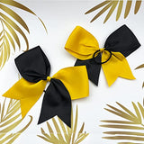 Hipcheer 20pcs 8" Large Cheer Bows for Girls, Hand-made Grosgrain Ribbon Hair Accessories for Teen Girls Softball Cheerleader Sports (Black/Gold)