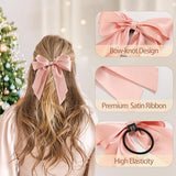 Yougeigy 6PCS Bow Hair Ties, Satin Hair Ribbon, Ribbon Hair Bows for Women Girls, Elastics Hair Scrunchies for Thick Thin Hair, Bows Hair Accessories for Valentine's Day