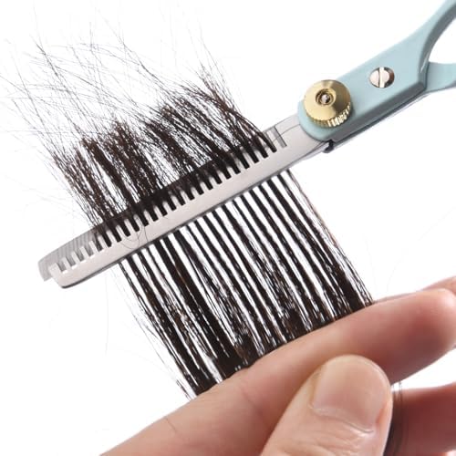 Hair Cutting Scissors Kit, Stainless Steel Hair Scissors Professional Haircut Scissors Set with Hair Scissors, Thinning Scissors, Haircut Accessories in Leather Case for Men/Women-10PCS Blue
