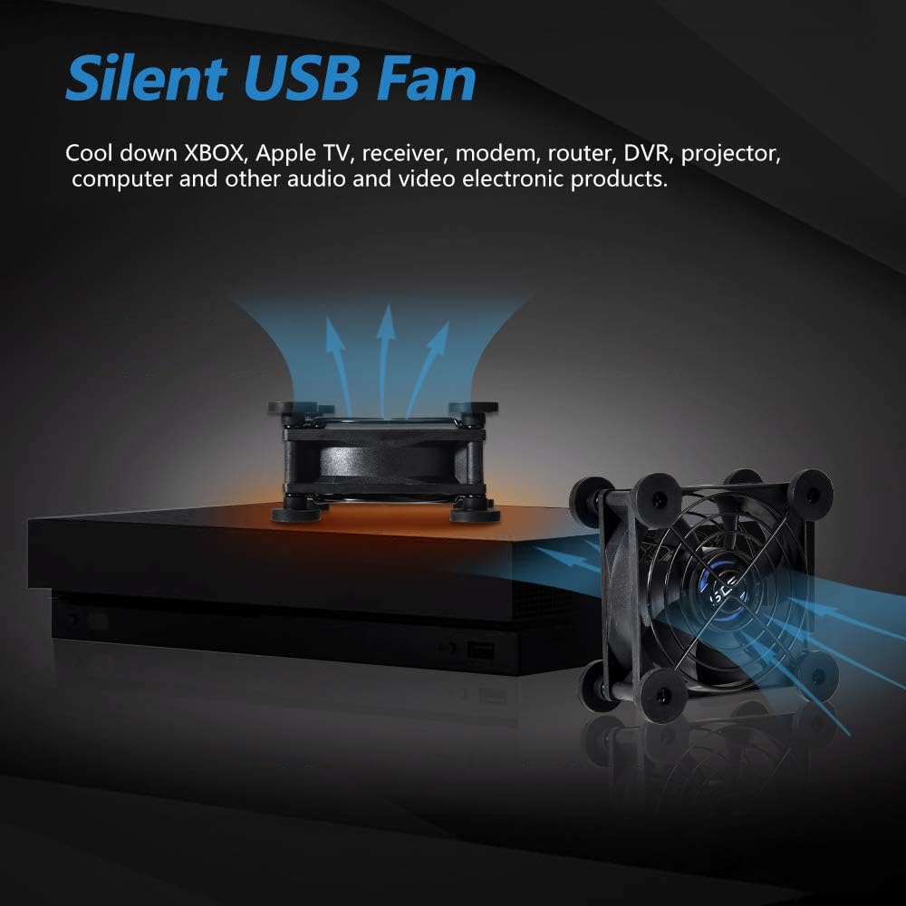 Quiet 80mm USB Fan, 5V USB Portable Cooling Fan for Flat Panel Xbox DVR PlayStation Router TV Receiver Computer Cabinet Cooler