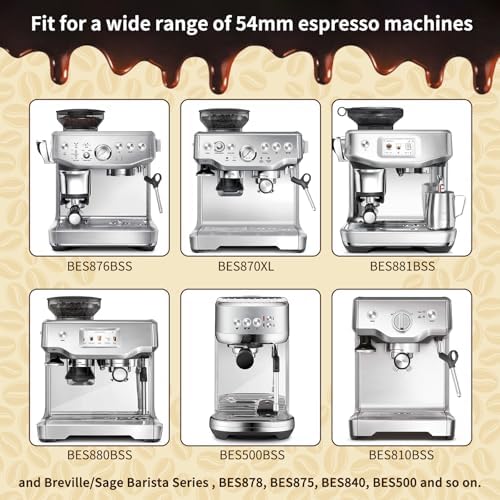 WDT Tool Espresso Machines Accessories - 54mm Dosing Funnel and Puck Screen, 5×0.4mm Espresso Needle Distributor with Wooden Base | Fits Breville 8 Series and 54mm Coffee Machines Portafilters