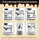 WDT Tool Espresso Machines Accessories - 54mm Dosing Funnel and Puck Screen, 5×0.4mm Espresso Needle Distributor with Wooden Base | Fits Breville 8 Series and 54mm Coffee Machines Portafilters