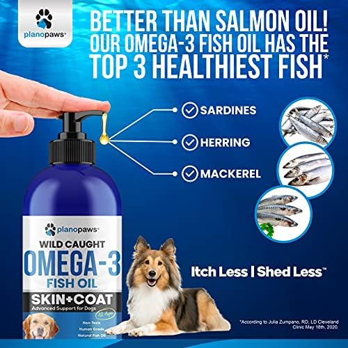 Omega 3 Fish Oil for Dogs - Better Than Salmon Oil - Dog Fish Oil Supplement to Reduce Shedding & Itching - Supports Joints, Brain, and Heart Health - Skin and Coat Supplement - Liquid Fish Oil