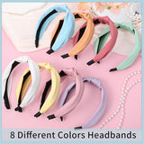 8Pcs Headbands for Women, Top Knotted Headbands Fashion Women Headbands Knotted Wide Headbands Solid Color Hair Accessories Daily Galentine's Day Gifts