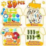 KIPRITII Puppy Toys for Teething - 39 Pack Exclusive Puppy Chew Toys with Rope, Dog Treat Balls & Bottle Holder