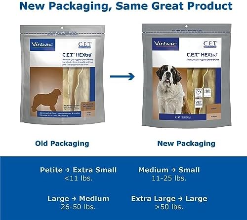 Virbac C.E.T. HEXtra Premium Dental Dog Chews XLarge 51 & Up lb 30 Count