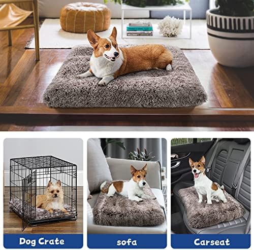Dog Bed Crate Pad Plush Soft Pet Bed Calming Dog Crate Bed for Large Medium Small Dogs and Cats Washable Anti-Slip Kennel Crate Mats for Sleeping and Anti Anxiety XL
