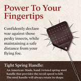 Hope Woodworking Leather Fly Swatter Set (1 Pack) – 17” Amish-Made Fly Swat w/Real Leather Paddle – Fly Swatters Multi Pack w/Metal Handle – Bug Swatter, Mosquito Swatter, Wasp Swatter (Chocolate)