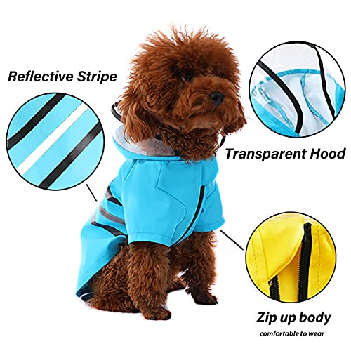 Wizland Reflective Dog Raincoat Dog Rain Jacket with Hood Lightweight Waterproof Rain Coat for Puppies (Pink XS)