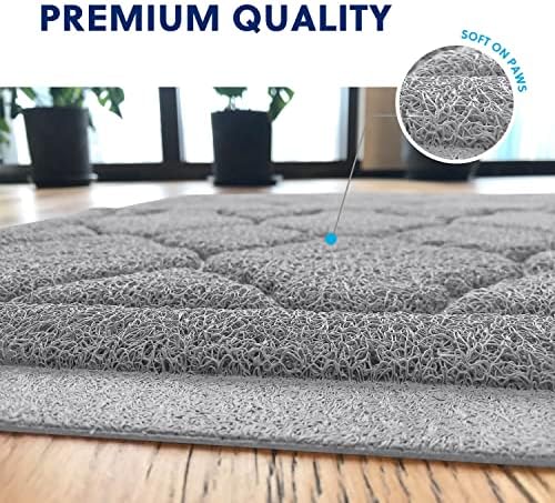 WePet Cat Litter Box Mat, Kitty Premium PVC Pad, Durable Trapping Rug, Phthalate Free, Urine-Resistant, Scatter Control, L 35 x 23 Inch, Cadet Grey