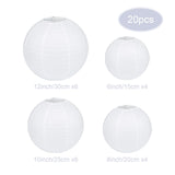 LIHAO 20pcs White Paper Lanterns Chinese Hanging Paper Lanterns Mix Size Decorative Party Lanterns for Wedding Birthday Halloween Party DIY, 4 Size