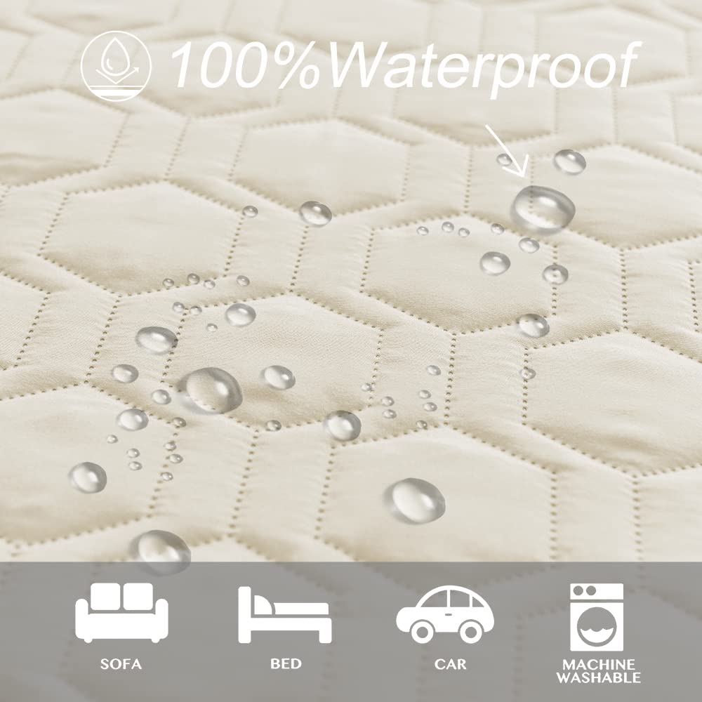 Tcksstex Waterproof and Anti-Slip Dog Bed Cover and Pet Blanket Sofa Pet Bed Mat ，car Incontinence Mattress Protectors Furniture Couch Cover for Most Cats Dogs, Pets（68x82- Ivory）