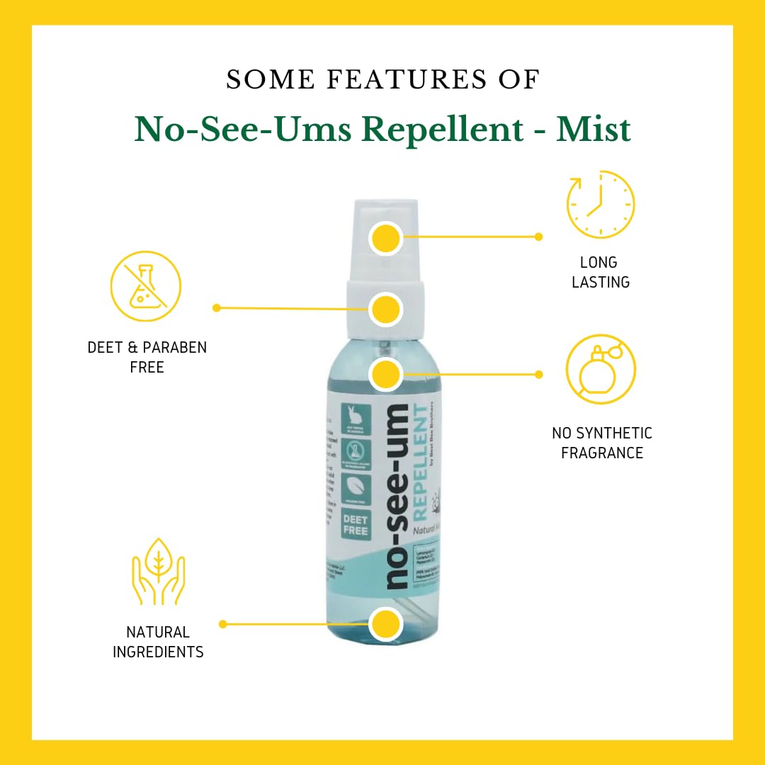 Natural No-See-Um Mist (4 Pack) | Non-Greasy Formula | Organic Essential Oil Blend Safe for The Whole Family