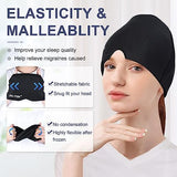 Migraine Relief Gel Ice Head Wrap, Hot and Cold Therapy Headache Relief Hat, Migraine Cap for Puffy Eyes, Headache Eyes Mask for Sinus, Tension and Stress Relief (Black & Blue)