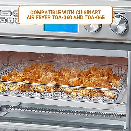 Stainless Steel Baking Tray Pan and Air Fryer Basket Compatible with Cuisinart Airfryer TOA-060 and TOA-065 Deep Fryer Parts & Accessories (with Cuisinart Airfryer models TOA-060 and TOA-065)