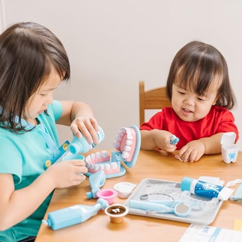 Melissa & Doug Super Smile Dentist Kit With Pretend Play Set of Teeth And Dental Accessories (25 Toy Pieces) Pretend Dentist Play Set, For Kids Ages 3+
