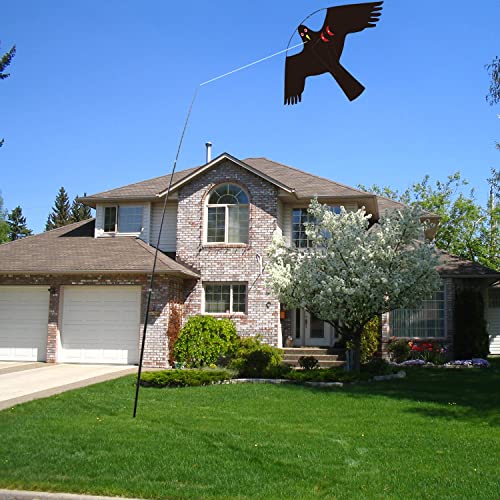 Flerigh Bird Hawk Flying Kite with Pole Crops Farm Protector Bird Scarer Flying Kite with 4m Pole-Style C