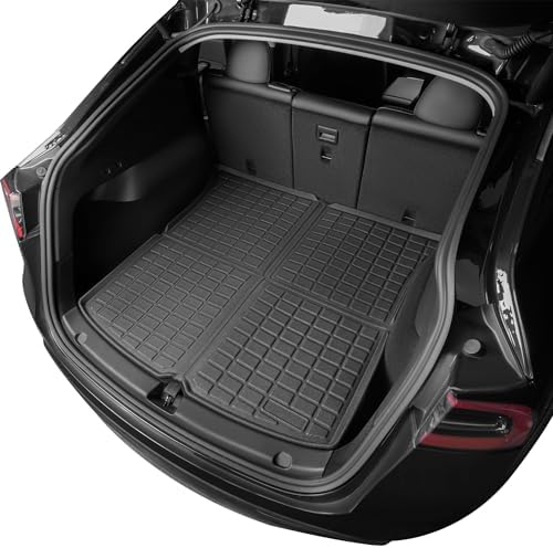 SUPER LINER Floor Mats for Tesla Model Y 5 Seat 2021-2024 2025-100% Eco-Friendly - All Weather TPE Cargo Liner Trunk Accessories, Set of 6 Mats (Not Fit 7-Seat)