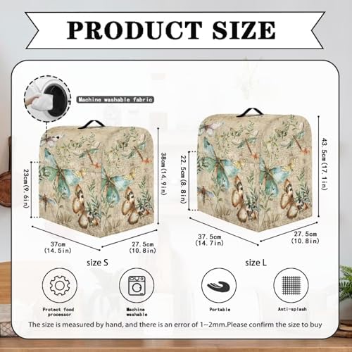 Stand Mixer Cover for Stand Mixer or Coffee Maker with Handle for KitchenAid Dust Cover with Pockets for Accessories (Butterfly and Leaves)