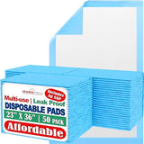 Chucks Pads Disposable Underpads 23x36 | [50 Pack] Incontinence Chux Pads Absorbent 3g SAP Fluff Protective Bed & Pee Pads for Babies, Kids, Adults & Elderly | Puppy Pads Large for Training Leak Proof