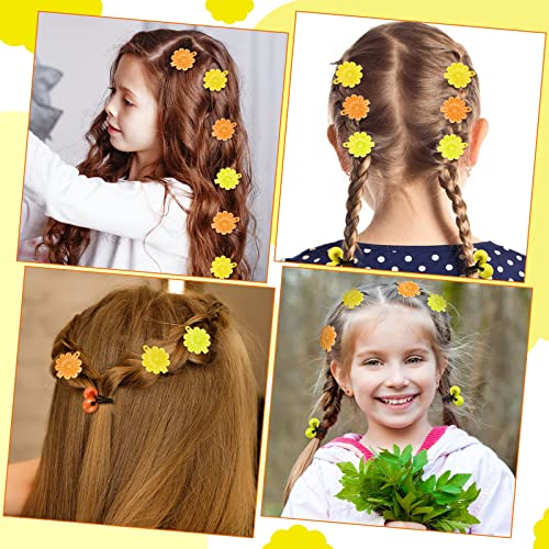 72 Pcs Hair Accessories Set - Self Hinge Barrettes, Bubble Bows, Flowers, Plastic Clips for Baby Toddler Girls (Yellow, Light Yellow, Dark Brown)