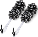 2Pack Back Scrubber for Shower, Dual-Sided Loofah on a Stick as Shower Brush Exfoliating Body with Long Handle, Loofah Sponge Mens Loofah Bathing Accessories for Women (2Pack Black)