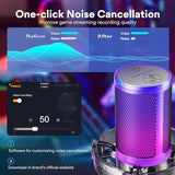 MAONO Gaming USB Microphone for PC with Noise Cancellation, Computer RGB Condenser Mic for Streaming Discord Twitch YouTube Podcast Online Chat PS4 PS5, GamerWave DGM20
