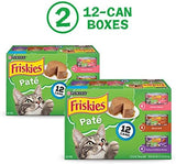 Purina Friskies Wet Cat Food Pate Variety Pack Salmon Dinner, Turkey and Giblets Dinner and Mixed Grill - (2 Packs of 12) 5.5 oz. Cans