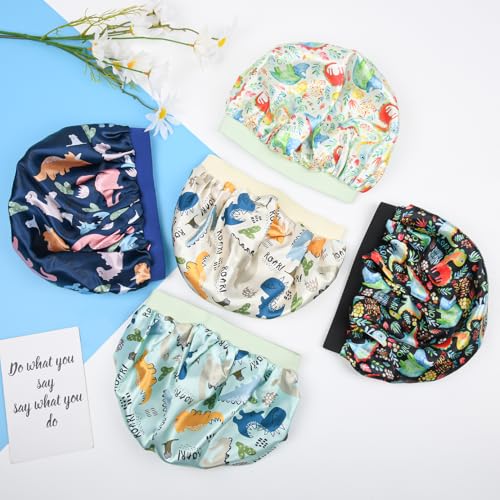 5 Pcs Kids Bonnet for Girls Silk Bonnet Sleeping Kid Baby Hair Bonnet Toddler Bonnet Wide Band Night Sleep Caps Colorful Night Hats Natural Hair