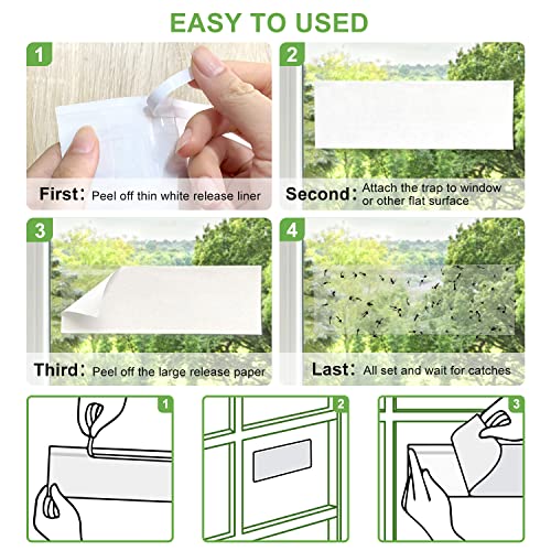 LFSYS 100 Pack Window Fly Traps, Fruit Fly Traps for Indoors, Fly Paper Sticky Strips, Fly Traps for Indoors Bug Catcher Clear