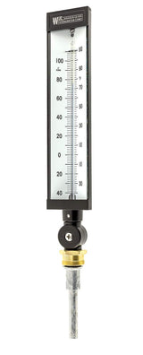 WGTC Thermometer AS5H909 9" Scale, 3-1/2" Stem Length, -40/110°F Temperature Range Blue Spirit Filled Industrial Thermometer with ABS Case, and Adjustable Angle Stem