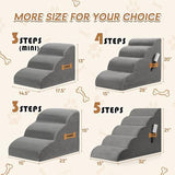 Romrol Dog Stairs Ramp for Beds Couches, Extra Wide Pet Steps with Durable Non-Slip Waterproof Fabric Cover, Dog Slope Stairs for Small Dogs and Cats or Pets Friendly, 3-Tiers,15 Inch