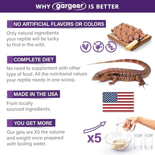 3oz Tegu Lizard Food. Complete Gel Diet for Both Juveniles and Adults. Proudly Made in The USA, Using Premium Ingredients, Fortified Gourmet Formula. Enjoy!