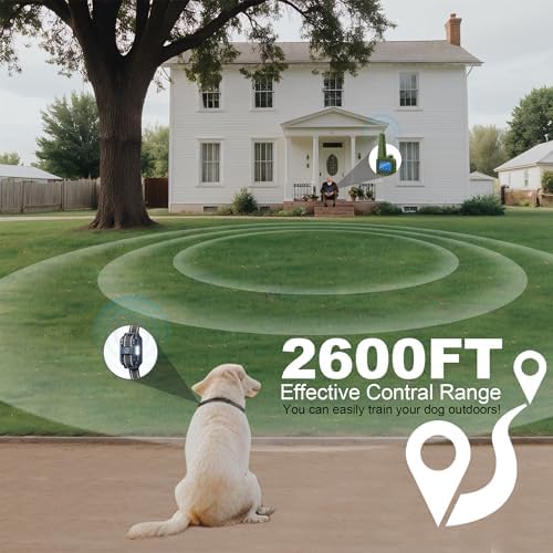 Dog Training Collar with Remote, 2600FT Range, 4 Training Modes Beep, Shake, Safe Shock, LED Light, Rechargeable IPX7 Waterproof for All Breeds Sizes, with Three Receiver Collars for 3 Dogs