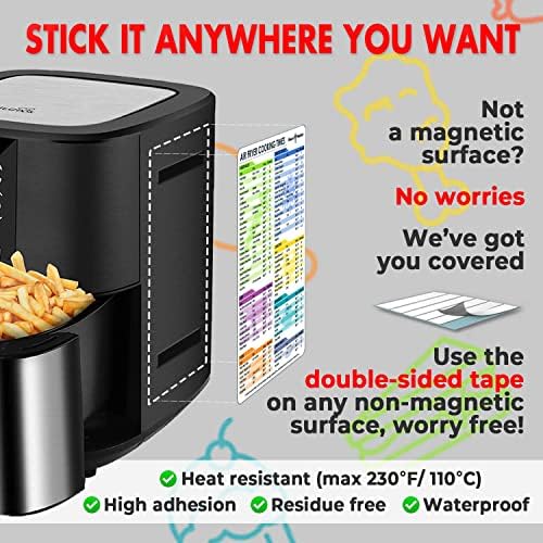 Air Fryer Magnetic Cheat Sheet Set & Instant Pot Magnet Set (2 Sets of 6 Pcs), Cooking Times Chart Magnet Sets for Instant Pot & Air Fryer Accessories (White).